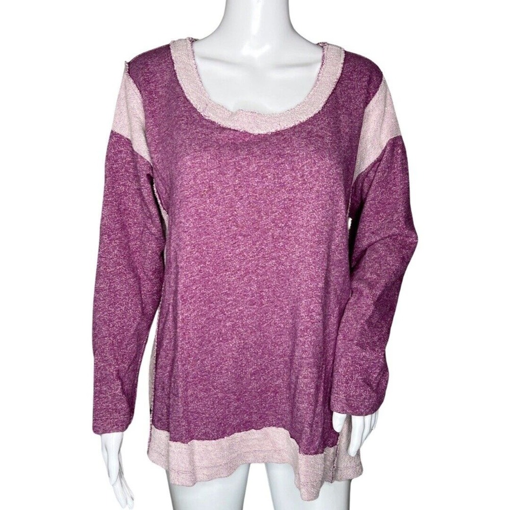 Soft Surroundings Shirt Womens Medium Purple Raw Edge Sweatshirt Loungeâ Casual